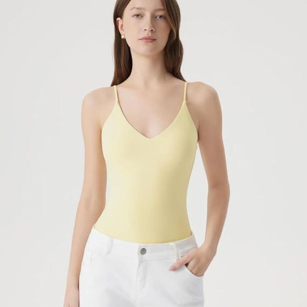 Y2K Yellow Padded V Neck Bodysuit | Backless Cami Going Out Top